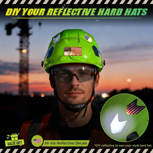 Miniatura 5 de Construction Hard Hats with Clear and Tinted Visor - OSHA Approved ANSI Z89.1 Dual Eye Protection Black Hard Hat with Chin Straps for Men Sombrero