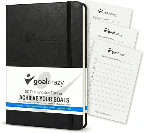 Miniatura 12 de Goal Crazy Agenda diaria sin fecha para lograr tus objetivos, diario guiado de 90 días y organizador de productividad con establecimiento de Marrón