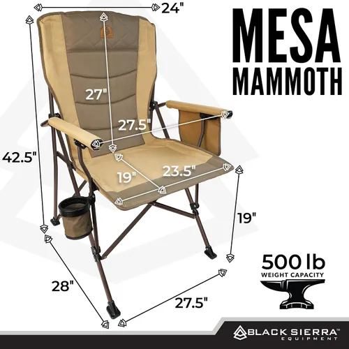 Miniatura 3 de Black Sierra - Silla de campamento de gran tamaño con respaldo alto para adultos, soporta 500 libras, silla plegable portátil XL resistente