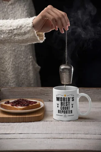 Miniatura 5 de Casitika Regalos para reportero de la corte. Taza de café de informes judiciales de 11 onzas. El mejor reportero del mundo. Idea de regalo