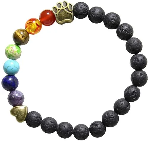 Miniatura 2 de Pulsera de cuentas de lava con diseño de puente arcoíris para mascotas, regalo conmemorativo para perros y gatos, lino