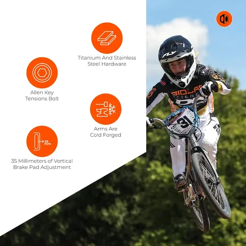 Miniatura 5 de Box Frenos en V BMX de gran tamaño de 85 o 4.252 in con pivotes de rodamiento sellados, fideos de cable flexible, brazos forjados en frío y perno