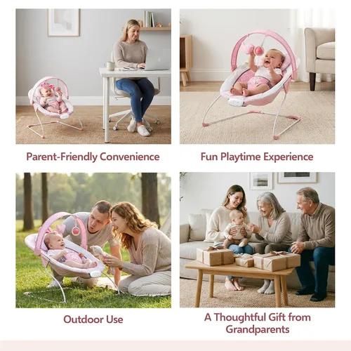 Miniatura 9 de Gorila para bebé, portátil para bebés, ajustable y plegable, asiento para bebé de 0 a 6 meses, 6 a 20 libras, uso en interiores y exteriores Bouncer