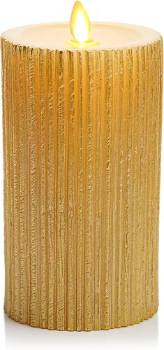 Miniatura 10 de Luminara Pilar metálico en relieve, vela LED gris sin llama de 3.25 x 6.5 pulgadas, tecnología de llama real a pilas con función de temporizador