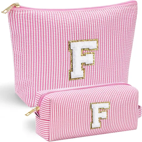 Miniatura 163 de YOOLIFE Regalos del Día de la Madre para mujeres, bolsa de maquillaje con inicial, bolsa de cosméticos, bolsa de maquillaje de viaje, regalos Rosado