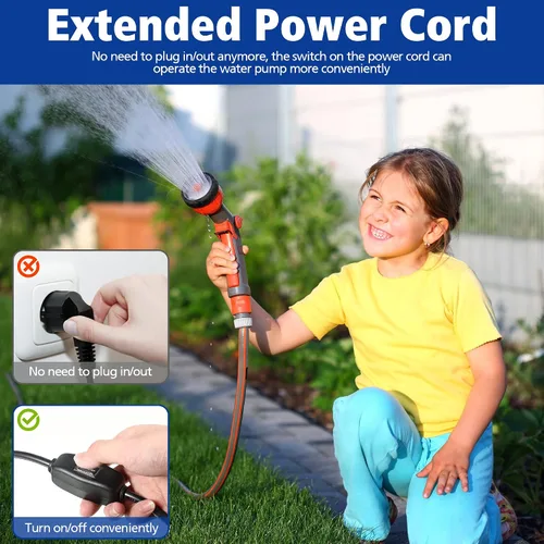 Miniatura 5 de Bomba de diafragma de presión de agua 115V 4GPM 45 PSI con interruptor de encendido/apagado de extensión, bomba de refuerzo industrial autocebante