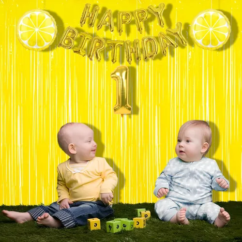 Miniatura 3 de BRAVESHINE Telón de fondo de cortina con flecos, paquete de 2 cabinas de fotos de color amarillo pastel para Pascua, construcción, cumpleaños