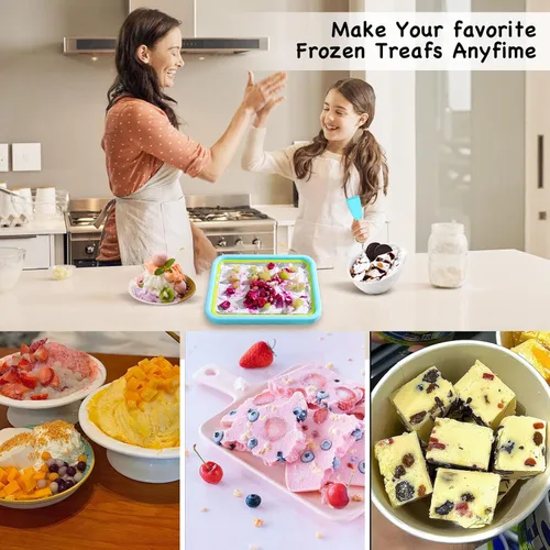 Miniatura 7 de Mini Máquina de Helado Enrollado, Bandeja de Rollos de Yogur Congelado, Máquina de Helado en Plato Frío Instantáneo, Batidos Caseros DIY, Ideal