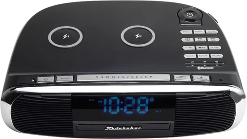 Miniatura 3 de Studebaker Workstaton Sistema de música HiFi con Bluetooth, radio FM, CD y estación de carga inalámbrica Qi (negro)