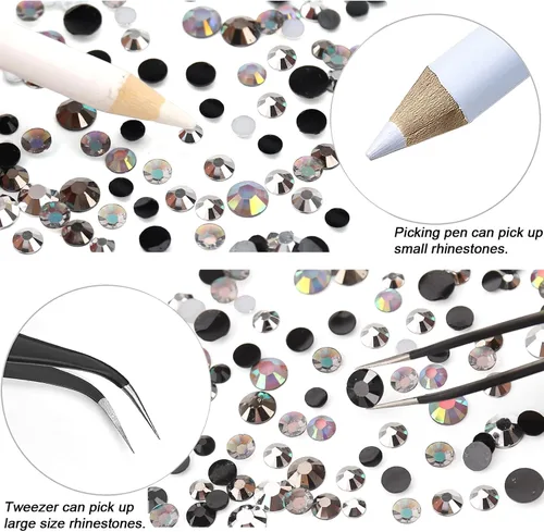 Miniatura 3 de 15000 unidades de diamantes de imitación de resina de la serie negra de 0.18 a 0.18 pulgadas, redondos sin termofijar, gelatina y parte inferior