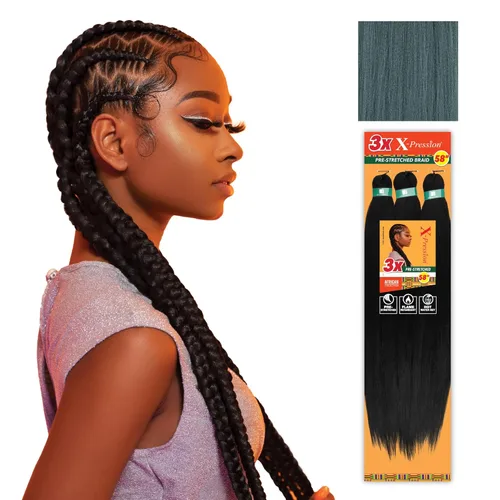 Miniatura 67 de Sensationnel X-Pression - Trenzas prestiradas, 3 unidades, 58 pulgadas, paquete de 1 unidad, 1B