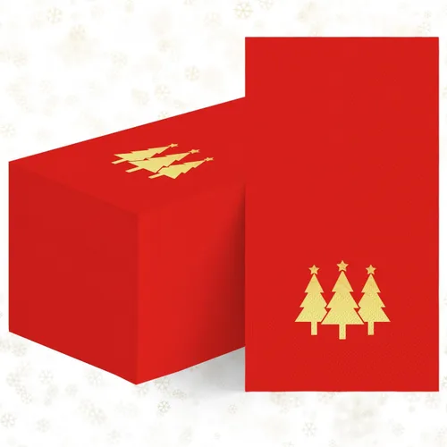 Miniatura 13 de Horaldaily 100 servilletas decorativas desechables de papel de Navidad para invitados, toalla de mano con árboles de Navidad en lámina dorada
