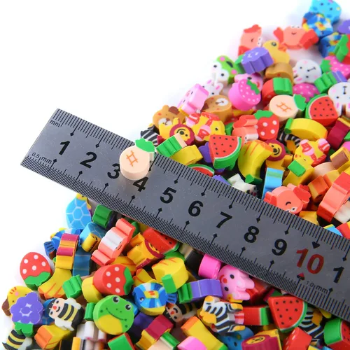 Miniatura 2 de 300 piezas de borradores de colección de frutas de animales para niños, borradores pequeños a granel para recompensas de tareas en el aula
