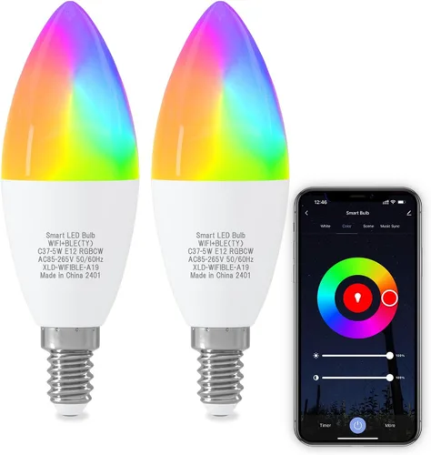 Miniatura 11 de ORALUCE Bombilla inteligente compatible con Alexa y Google Home, bombilla LED A19 E26 equivalente a 60 W, WiFi de 2.4 GHz y Bluetooth que cambia