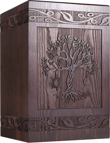 Miniatura 9 de Urnas de Cremación para Cenizas Humanas Adultas Masculinas y Femeninas, Caja de Urnas de Árbol de la Vida de Madera y Ataúd para Cenizas Hombres