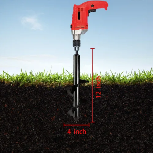 Miniatura 7 de Broca de taladro para plantar de 4 x 12 pulgadas, para plantas de jardín, bulbo de flores, para cama, broca en espiral, taladro de jardín fácil