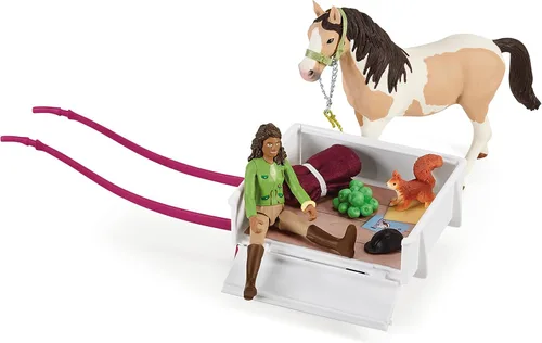 Miniatura 4 de Schleich Club de caballos, juguetes de caballo para niñas y niños, juego de caballos de aventura Sarah's Camping con juguete de caballo, 12 piezas