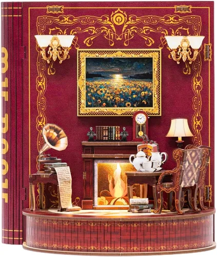 Miniatura 7 de Kit de rincón de libros, kit de casa de muñecas en miniatura para adultos, regalos para familiares y amigos, decoración de estantería