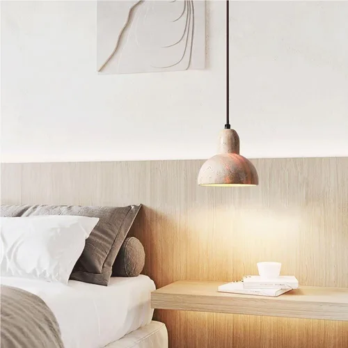 Miniatura 2 de Lámpara colgante industrial de estilo japonés para dormitorio, lámpara colgante de mesita de noche, lámpara colgante de piedra con agujero amarillo