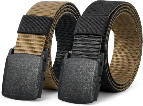 Miniatura 14 de JASGOOD Cinturón de hombre de lona de nailon transpirable, estilo militar táctico, con hebilla de plástico