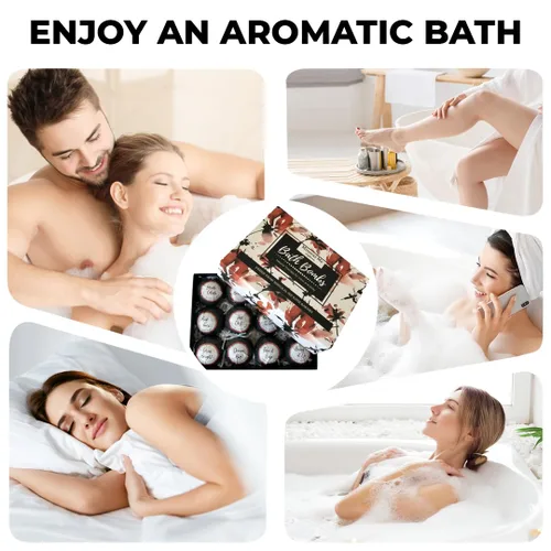 Miniatura 7 de Bombas de baño para mujer, relajantes con mensajes inspiradores, 12 bombas de baño naturales y orgánicas con aceites esenciales y manteca de karité