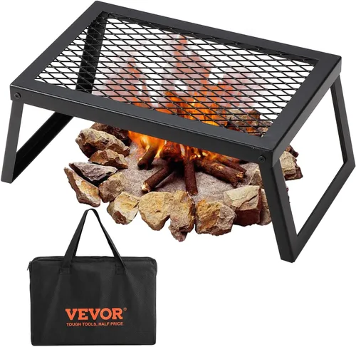 Miniatura 10 de VEVOR Parrilla giratoria para fogata, parrilla para hoyo de fuego con rejilla sobre hoyos de fuego, rejillas de parrilla de acero resistentes