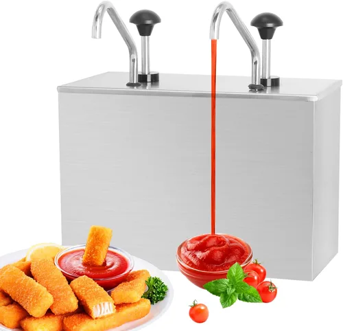 Dispensador de salsa comercial, estación de bomba de condimentos de acero inoxidable, contenedor dispensador de bomba de 7.4 cuartos de galón,