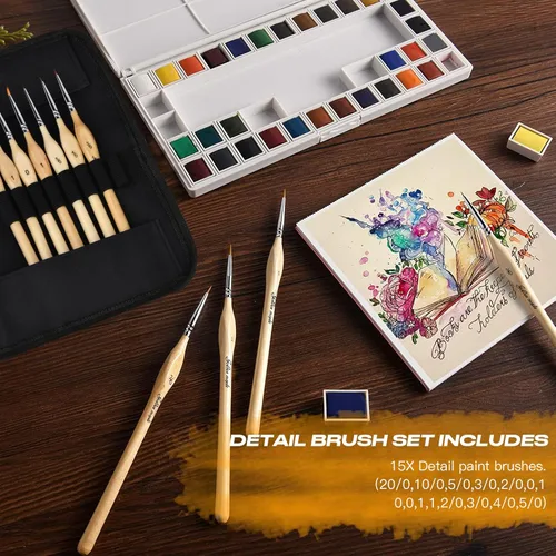 Miniatura 2 de Golden Maple - Juego de pinceles de pintura en miniatura, 15 unidades, pinceles de detalle micro, juego de pinceles de pintura con detalles finos