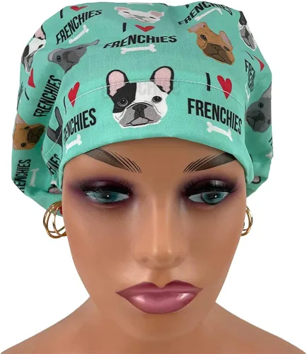 Miniatura 3 de Gorra de estilo europeo sin cinta I Love Bulldogs franceses. Sombrero de frotar para mujeres y hombres Gorra de trabajo con soporte. Sombreros