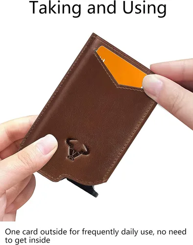 Miniatura 5 de Bigant Cartera delgada para hombre, cartera de aluminio con clip para dinero, 8 tarjetas, bloqueo RFID