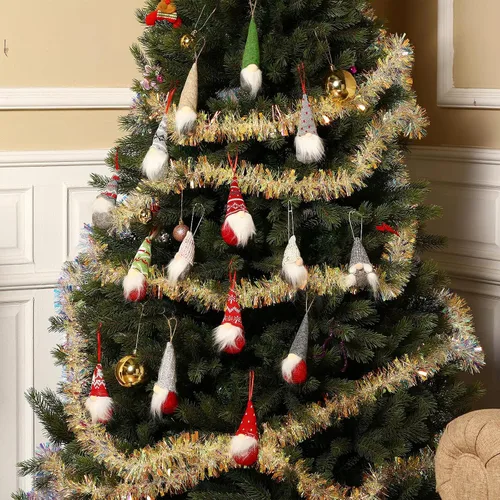 Miniatura 6 de 22 piezas de gnomos para árbol de Navidad, adornos colgantes hechos a mano, gnomos suecos Tomte, gnomos suecos, hechos a mano, gnomos de felpa, Papá