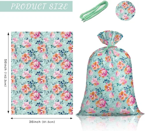 Miniatura 3 de Loveinside Bolsa de regalo de plástico grande jumbo, bolsa de plástico de diseño floral con etiqueta y corbata para cumpleaños, día de la madre