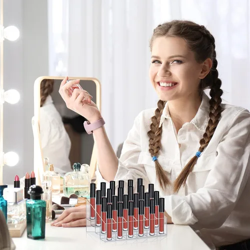 Miniatura 6 de Macarrie Organizador de lápiz labial, 4 piezas, 24 ranuras, acrílico para lápiz labial, maquillaje, estuche organizador de exhibición, caja