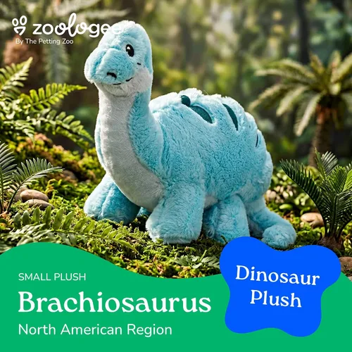 Miniatura 5 de The Petting Zoo ZOOLOGEE - Peluche de animal de peluche de Brachiosaurus, dinosaurio azul, 11 pulgadas