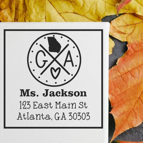 Miniatura 62 de Sello entintado moderno con nombre y dirección del estado de Alabama – Sello de dirección de devolución personalizado para invitaciones de despedida