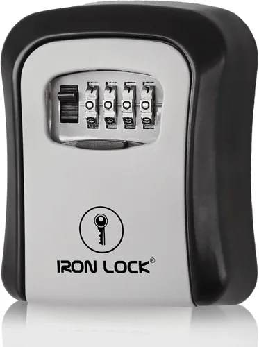 Miniatura 17 de Iron Lock® - Caja de bloqueo de llave pequeña para montaje en pared con código, para exteriores (negro) 10,000 resettable combos, no app or dead