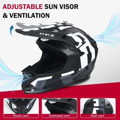 Miniatura 4 de Adult Dirt Bike Helmet Motorcycle Racing Street Bike Off-Road Mountain Bike BMX MX ATV Helmet with Cycling Glasses and Visor for Unisex-Adult