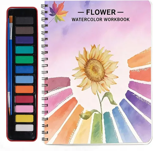 Miniatura 10 de Libros de trabajo de acuarela, kit de pintura de acuarela para principiantes, perfecto para regalar para despertar creatividad y alegría para Ramo
