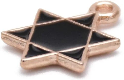 Miniatura 3 de Paquete de 80 dijes esmaltados de estrella de David con estrella negra de seis puntas chapados en oro, colgantes de colores estilo hawaiano, VID350