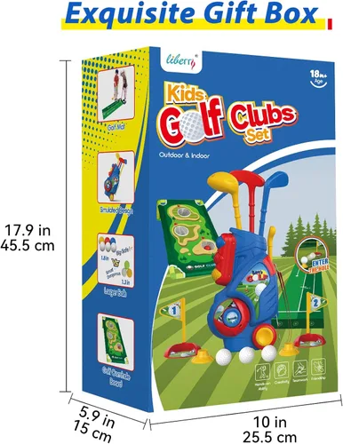Miniatura 8 de Liberry Juego de Golf para Niños Pequeños de 2, 3, 4, 5 Años Niños Niñas, Carrito de Golf Mejorado para Niños con Tablero de Cornhole de Golf