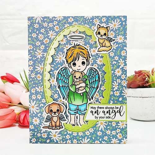 Miniatura 6 de Juego de sellos y troqueles transparentes de ángel para hacer tarjetas, plantillas de corte para álbumes de recortes, álbum de fotos, papel