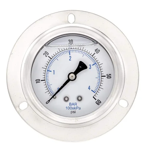 Miniatura 12 de PIC Gauges 204L-404F Manómetro de presión relleno de glicerina con brida frontal con carcasa SS/bisel, internos de latón, lente de PC, esfera de 4