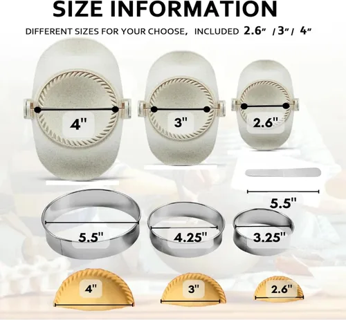 Miniatura 5 de Juego para hacer dumplings con cortador de masa y molde de prensa para empanada - Haz sin esfuerzo dumplings perfectos, calzones, pierogi