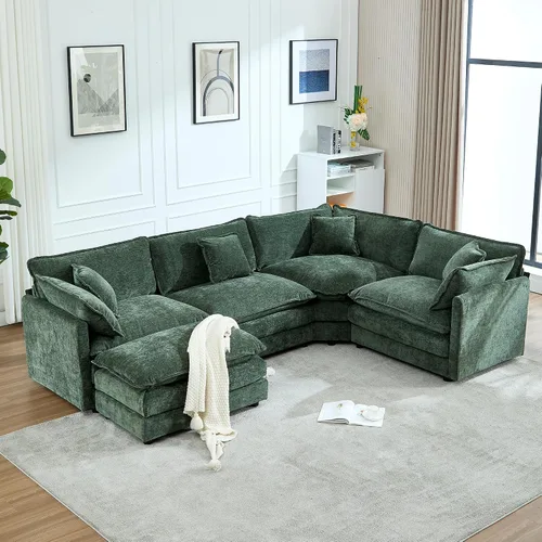 Miniatura 26 de GNIXUU 76" Modular Sectional Sofa, Beige Loveseat Sofa Cloud 2 Seater Couch, Comfy Chenille Love Seats 25" Deep Seat with 2 Pillows for Small Spaces