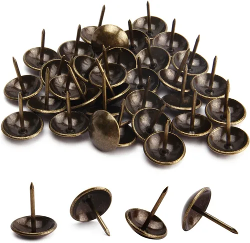 Miniatura 20 de MroMax 120 tachuelas de clavos para tapicería de 0.47 pulgadas de diámetro, hierro de estilo vintage, de metal, redondos, de 0.67 pulgadas de altura