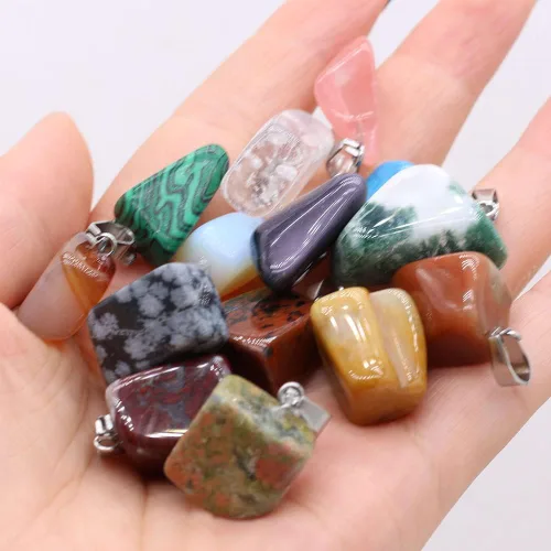 Miniatura 5 de LHJ 20 dijes de piedra natural irregulares al azar mezclados de ágata de cristal curativo para hacer joyas, collares, aretes, meditación