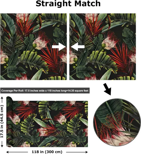 Miniatura 9 de Papel tapiz tropical oscuro para despegar y pegar, papel de contacto vintage de hoja de plátano, papel tapiz de selva mojado, papel tapiz de hojas