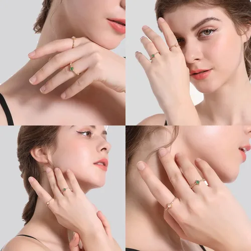 Miniatura 2 de Obiyos Anillo de compromiso de oro de 14 quilates con diamantes creados en laboratorio, anillo de compromiso de eternidad, anillo de compromiso
