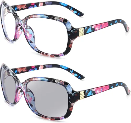 Gafas de lectura de lente completa fotocrómicas de transición redonda para mujer, lectura de computadora, conducción, gafas de sol de gran tamaño