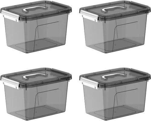 Miniatura 6 de Paquete de 8 contenedores de almacenamiento con tapas/asa, caja organizadora de plástico transparente de 5 cuartos de galón, contenedores